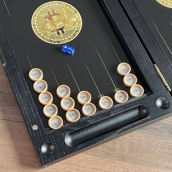 Backgammon with glass "Dollar", GrossMeister black, 64&times;30х8 cm, art. 270016, Assorts