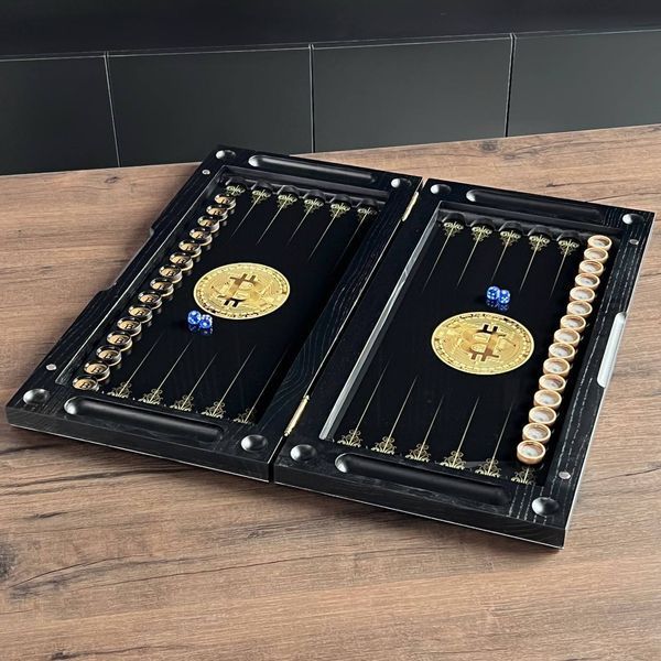 Backgammon with glass "Dollar", GrossMeister black, 64&times;30х8 cm, art. 270016, Assorts