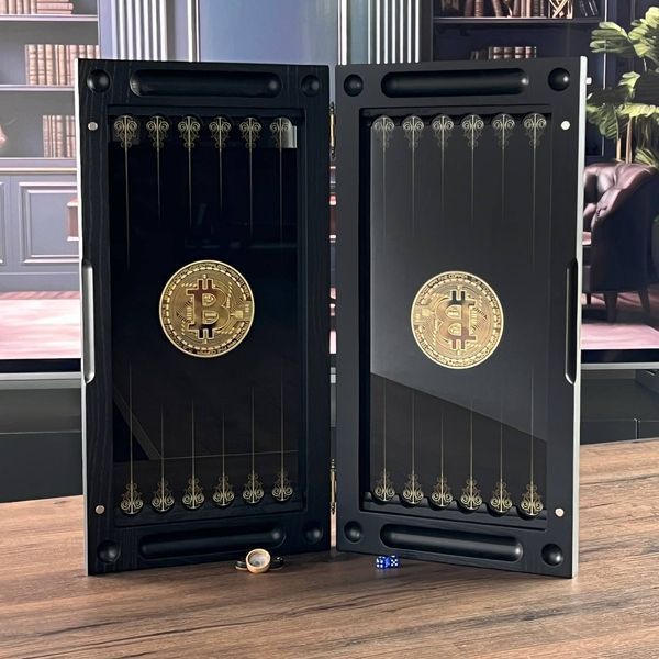 Backgammon with glass "Dollar", GrossMeister black, 64&times;30х8 cm, art. 270016, Assorts