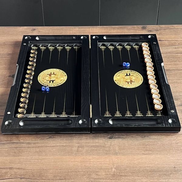 Backgammon with glass "Dollar", GrossMeister black, 64&times;30х8 cm, art. 270016, Assorts