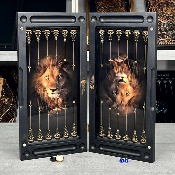 Glass Backgammon Lion GrossMeister 50x24cm, art. 270088