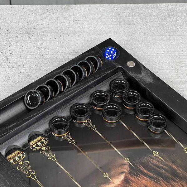 Glass Backgammon Lion GrossMeister 50x24cm, art. 270088