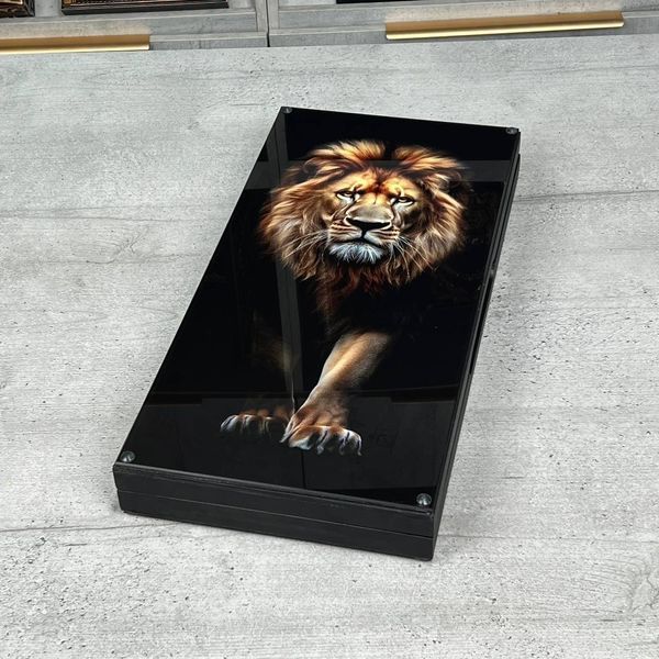 Glass Backgammon Lion GrossMeister 50x24cm, art. 270088