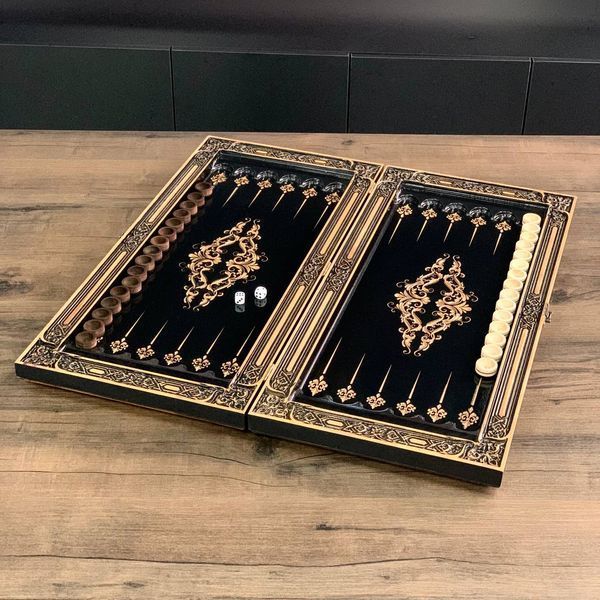 Backgammon made of wood "Labyrinth", 60&times;28&times;8 cm, art. 193029, Black