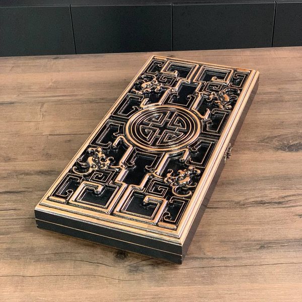 Backgammon made of wood "Labyrinth", 60&times;28&times;8 cm, art. 193029, Black