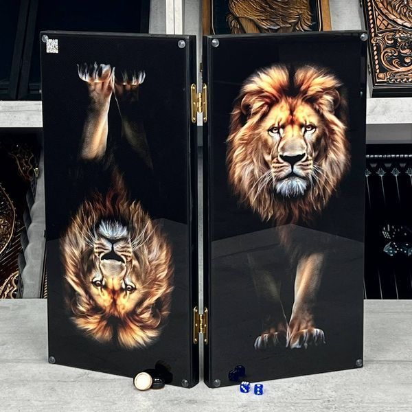 Glass Backgammon Lion GrossMeister 50x24cm, art. 270088