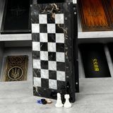 Backgammon chess set with glass "Granite", GrossMeister black, 50&times;24 cm, art. 270055, Black & white