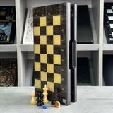 Backgammon chess set with glass "Cossack", GrossMeister black, 50&times;24 cm, art. 270043, Black & white