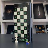 Backgammon chess set with glass "Skoda", GrossMeister black, 50&times;24 cm, art. 270020, Black & white
