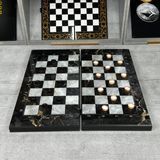 Шашки-шахи-нарди зі склом "Граніт", GrossMeister чорні, 50&times;24 см, арт. 270055Ш 270055Ш фото