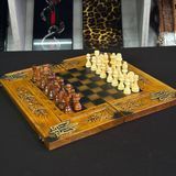 Шахматы, шашки, нарды 3 в 1 ручной работы с гербом Украины, 46х23х5 см (ясень, липа) 191104 фото